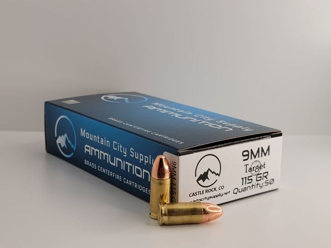 MCS Target 9MM 115GR FMJ 50CT Box Made in Castle Rock, CO